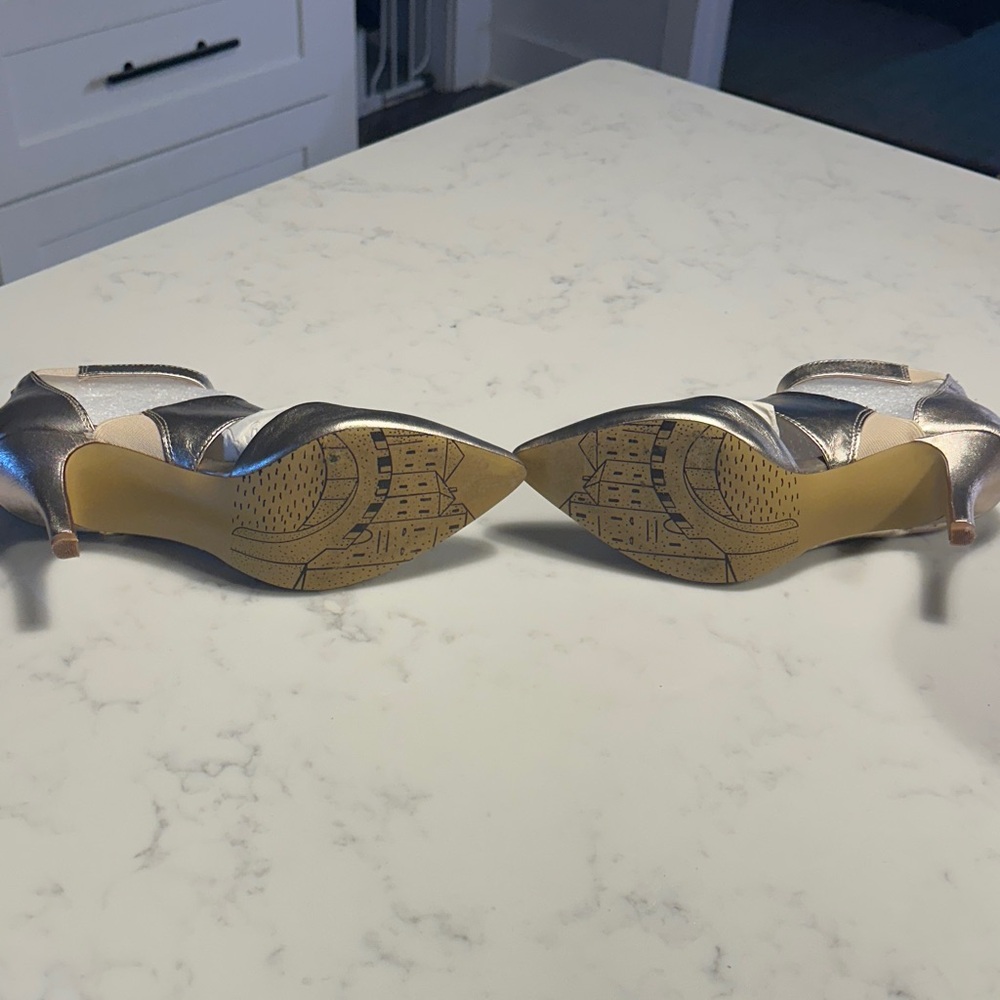 Bella Vita Metallic Gold Ankle Strap Heels - Picture 5 of 5